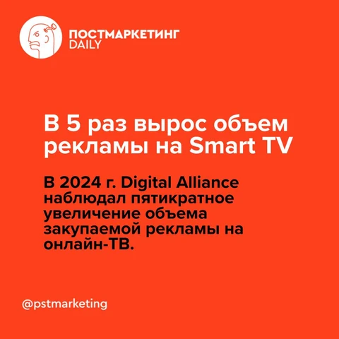 🤓В 2024 г. Digital Alliance наблюдал пятикратное увеличение объема закупаемой рекламы на онлайн-ТВ