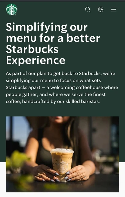 Старбакс режет раздутое меню в интересах выживания бизнеса