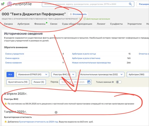 ⚡️Налоговая заблокировала счета юрлицу TWIGA, ООО «Твига диджитал перформанс» (с оборотами 3,2 миллиарда за 2024 год)