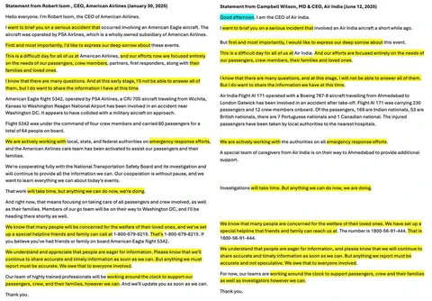 😂Понеслось. Бездумное использование AI генерирует ляпсусы нового типа. Вот, например, генеральный директор Air India Кэмпбелл Уилсон подвергся критике за кризисное видеообращение