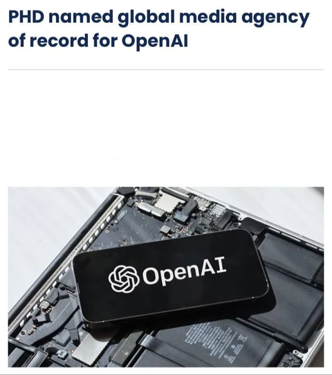 🤔А вот важный факт. OpenAI (разработчик ChatGPT) впервые выбрала глобального медиапартнёра — агентство PHD из группы Omnicom, пересмотрев прежнюю модель внутреннего агентства