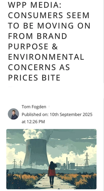 🤓А у вас повесточка сломалась. Чего и требовалось… Согласно отчету WPP Media «Реклама в 2030 году», потребители окончательно отходят от идеалов брендов и устойчивого развития