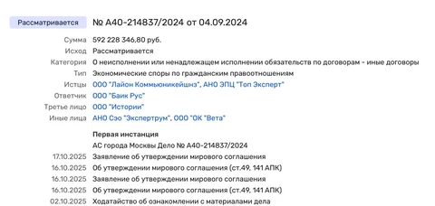 🤓Родная речь, между тем, достигла мирного соглашения в споре на 600 миллионов рублей с представителями китайского автопроизводителя ООО «Баик Рус»