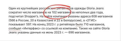 🤓Шопперс посчитал как и насколько сокращает торговую сеть Gloria Jeans