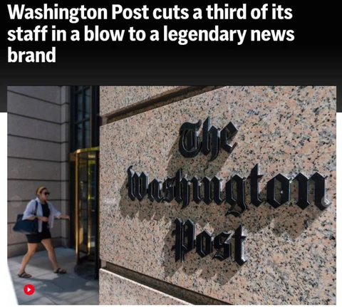 🤔В США газета The Washington Post сократила около трети сотрудников, закрыв спортивный отдел, зарубежные корреспондентские пункты и книжную рубрику