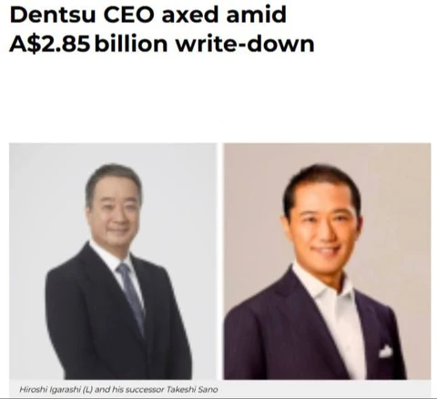 🤔Гендиректор японского рекламного холдинга Dentsu Хироси Игараси отправлен в отставку на фоне списаний активов на ¥310,1 млрд ($1,9 млрд)