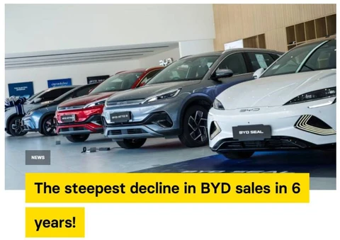 🤔Китайский автогигант BYD столкнулся с самым сильным падением продаж за последние шесть лет из-за жёсткой конкуренции и снижения спроса в самом Китае