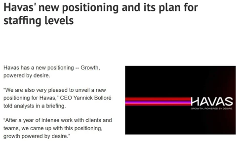 🤔Havas (глобальный) представил новое знаковое для всей индустрии позиционирование: «Рост, движимый желанием