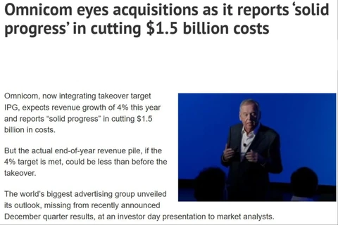 🤔Международный рекламный холдинг Omnicom после поглощения Interpublic Group (IPG) сообщил о прогрессе в программе сокращения расходов на $1,5 млрд