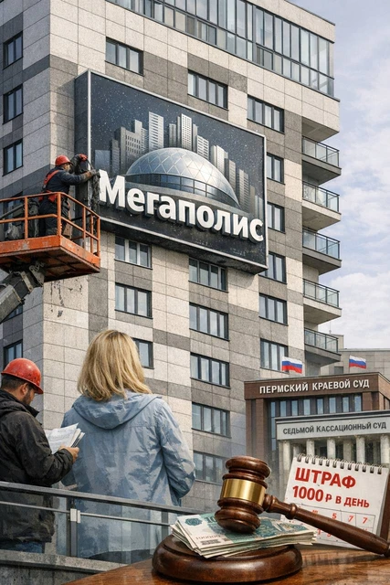 🤓Жительница многоквартирного дома на улице Карпинского в Перми добилась демонтажа рекламной конструкции застройщика