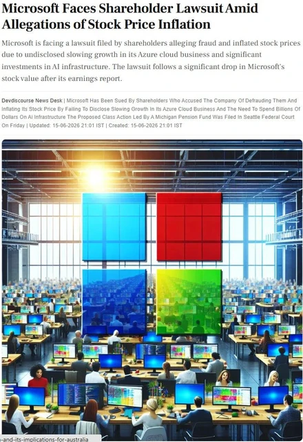 🤓 И о биржевых махинациях с ИИ. В США против Microsoft подан коллективный иск акционеров, которые обвиняют компанию в введении инвесторов в заблуждение и искусственном завышении стоимости акций