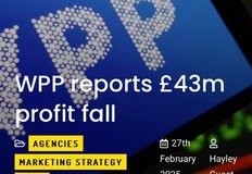 WPP сообщила о падении прибыли на 43 млн £.  Общая выручка также уменьшилась с £14,8 млрд до £14,7 млрд