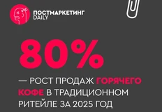 🤓По итогам 2025 года продажи горячего кофе в ритейле выросли более чем на 80% в натуральном выражении