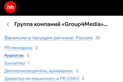 🤓Group4media одним днем запулил на НН кучу вакансий по направлению медиа-планирования