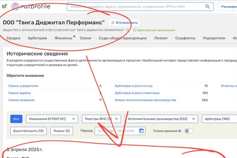 ⚡️Налоговая заблокировала счета юрлицу TWIGA, ООО «Твига диджитал перформанс» (с оборотами 3,2 миллиарда за 2024 год)