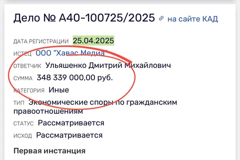 ⚡️На сайте судебной информации появилось сразу два новых иска от Хавас Медиа (Д. Коробкова)