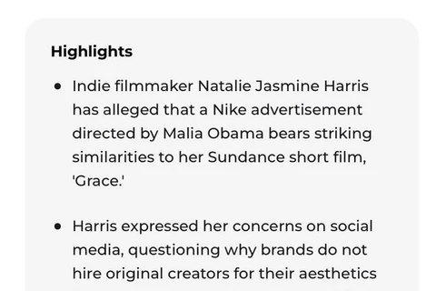 🤓Творческие люди — пипец как капризны и ой как ревнивы. Особенно начинающие.  Вот например, одна их них обвинила Nike и дочь Обамы в плагиате рекламного ролика