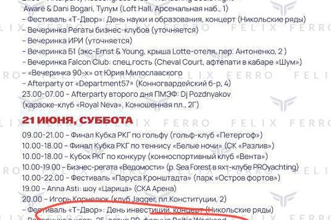 🤓Программа тусовок ПМЭФ 2025. Из наших — только RUSS (и то по причине партнерства с ВБ, отдельно формат оператора наружки для главного делового Форума мелковат)2