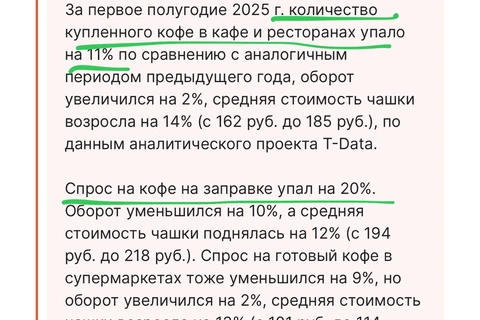 🤓Волна роста продаж кофе в общепите наконец-то остановилась