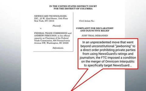 🤔В США компания NewsGuard, которая проверяет надёжность новостных сайтов, подала в суд на Федеральную торговую комиссию (FTC)
