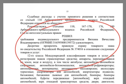 🤓А некто Вяткин Вячеслав Владимирович, таки, отобрал в свою пользу легендарный товарный знак «Руссо Балт»
