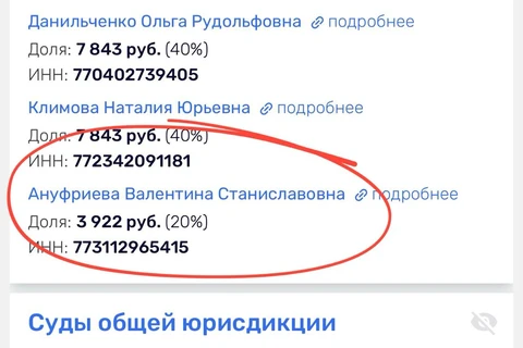 🤔Загадочное событие. Действующий учредитель агентства «Сова» Ануфриева Валентина Станиславовна подала судебный иск к собственному юрлицу на сумму 113 миллионов рублей